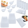 Kit 10 Pratos para Sushi 17,8cm + 5 Pratos 21cm com Divisria+ 5 Colheres Molheira com Ala