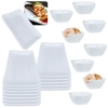 Kit 12 Pratos para Sushi 17,8cm + 8 Tigelas Quadradas / Molheira 225 Ml para Restaurante Comida Japonesa