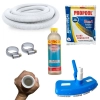 Kit Aspirador para Piscinas + Mangueira 32mm 2 Mts+ Clarificante 1l + Cloro Granulado 3 em 1 Manuteno