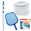 Kit Mangueira para Piscina 32mm 10m + Peneira + Haste Telescpica 3,40m + Cloro 3 Kg