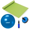 Kit Bola Suia 65cm+ Mini Bomba + Roda Abdominal + Colchonete Pilates e Exerccio