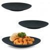 Kit 3 Pratos 25cm Raso em Melamina Preto para Sushi e Pores