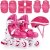 Kit Roller Patins Infantil Rosa Tam. 30 Ao 33 com Capacete Joelheiras e Cotoveleiras