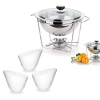 Kit Rechaud 3 Litros Meu Buffet Ao Inox + 3 Tigelas 500 Ml