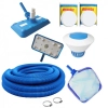 Kit Limpeza Piscina Aspirador + Peneira + Flutuador + Pastilhas 5x1 e Mangueira 38mm 4 Metros