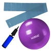 Kit Bola Sua 55cm com Mini Bomba + Faixa Elstica Tenso Forte Azul Liveup