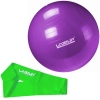 Bola Suia 55 Cm para Pilates Roxa + Mini Band Intensidade Mdia Verde