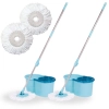 Kit 2 Mop Giratrio Esfrego Limpeza com 2 Baldes Centrifuga + 2 Refis em Microfibra