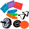 Kit com 3 Faixas Elsticas + 3 Mini Bands + Roda Abdominal + Disco Deslizante