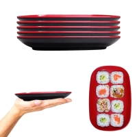 Kit 5 Pratos Travessa Pequena Sushi Petisco 17,5cm Melamina