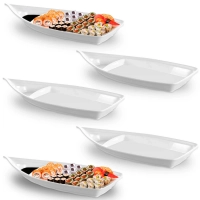 Kit 5 Barcas 58 Cm Travessas em Melamina Branca para Servir Comida Japonesa Sushi / Aai