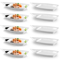 Kit 10 Barcas para Comida Japonesa 40 Cm em Melamina A5 Branca