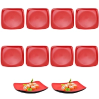 Kit 10 Pratos 22 Cm em Melamina para Petisco e Sushis Vermelho