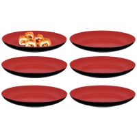 Kit 6 Pratos Redondo Raso 20cm Melamina/Plstico para Petiscos e Sushi Vermelho