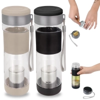 Kit 2 Garrafas com Infusor para Ch 550 Ml Preta e Bege