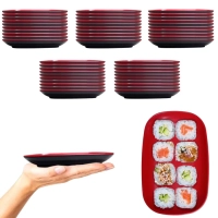 Kit 50 Pratos Travessa Pequena Sushi Petisco 17,5cm Melamina