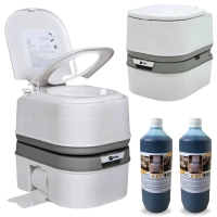 Kit Vaso Sanitrio Porttil Porta Potti Ecocamp Comfort 24 L + 2 Solventes Bac Bus 2 L