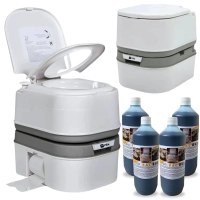 Kit Vaso Sanitrio Porttil Porta Potti Ecocamp Comfort 24 L + 4 Solventes Bac Bus 2 L