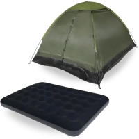 Kit Barraca Camping 3 Pessoas Coluna D Agua 300mm Pantanal + Colcho Casal Deluxe Preto