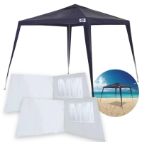 Kit Tenda Gazebo Praia 3 M X 2,40 M Encaixe em Rfia Azul Mor + 4 Paredes Laterais Brancas