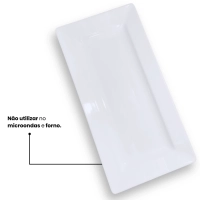 Travessa 44,5 Cm Retangular para Buffet Restaurante Melamina Premium Resistente Branca