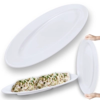 6 Travessas Oval 60 Cm Pratos para Buffet Restaurante Cozinha Melamina Premium Profissional Branca Rasa