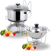 Le Rechaud 5 Litros 6 Peas com Suporte Queimador + Rechaud 3 Litros Sem Concha Buffet