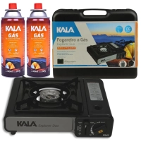 Kit Fogareiro a Gs para Camping Explorer Duo Kala + 2 Cartuchos de Gs Butano/Propano 227g 410ml