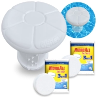 Kit Clorador Flutuante Flor de Ltus + 2 Pastilhas 3 em 1 Hidroall para Piscinas