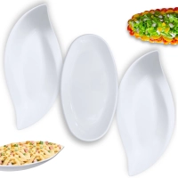 Kit Travessa Oval 45,5 Cm + 2 Pratos Folha 50 Cm Melamina para Buffet Restaurante Profissional