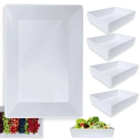 Kit Travessa 49 Cm Retangular Funda para Buffet + 4 Travessas Onduladas 25 Cm Melamina / Plstico