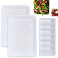 Kit 2 Travessas 40 Cm Retangulares para Buffet + 6 Travessas Pequenas 22,5 Cm em Melamina Profissional