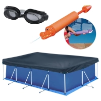 Kit Piscina 5000 Litros + Lana gua Animais Sortido + culos Natao Infantil Preto + Capa e Forro