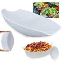 Kit Travessa para Buffet Salada 41cm Curva Funda + 2 Tigelas 1,3l Ovais com Ala Melamina para Restaurante