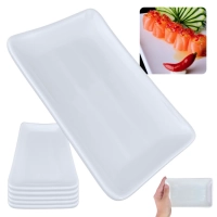 Kit 5 Travessas Pratos Retangulares Branco para Petiscos e Sushi 17,8 Cm para Restaurante Melamina Premium