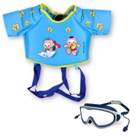 Kit Colete Infantil 2 a 8 Anos + culos de Natao com Bandana Proteo Uv/ Antiembaante Azul