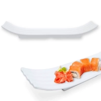 Prato 36x12 Cm para Sushi Buffet Comida Japonesa Melamina Premium Branca