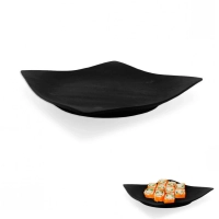 Prato Quadrado em Melamina para Sushi 22,5 Cm Preto