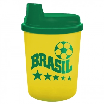 Copo Infantil Futebol 240 Ml Amarelo e Verde