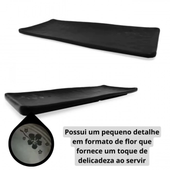 Kit 15 Pratos 28,5 Cm para Sushi Melamina/Plstico Preto