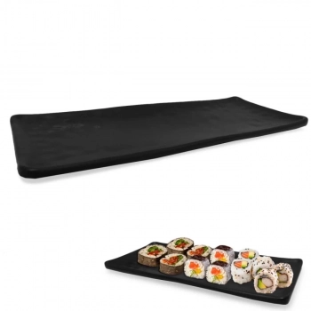 Kit 15 Pratos 28,5 Cm para Sushi Melamina/Plstico Preto