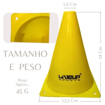 Kit 10 Cones de Agilidade para Treinamento 18 Cm Amarelo