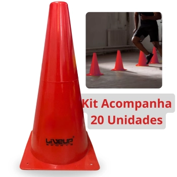 Kit com 20 Cones de Agilidade para Demarcao 28 Cm Vermelho Liveup