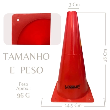 Kit com 20 Cones de Agilidade para Demarcao 28 Cm Vermelho Liveup