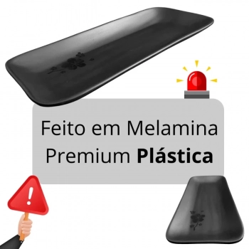 Kit 10 Travessas 27,5 Cm Retangular Kanpai com Borda Melamina Premium Restaurante Japons