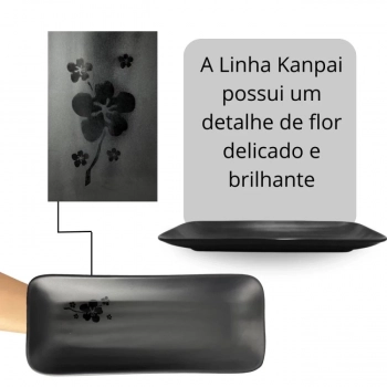 Kit 10 Travessas 27,5 Cm Retangular Kanpai com Borda Melamina Premium Restaurante Japons