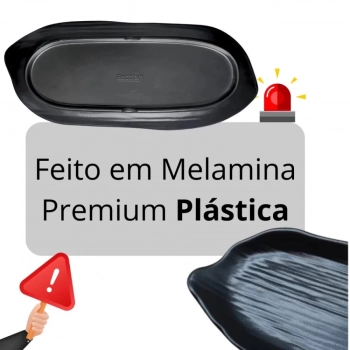 Kit 10 Pratos Travessa Formato Folha Kanpai para Restaurante Japons Sushi Melamina Premium