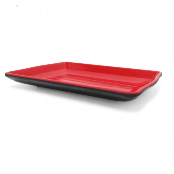 Kit 5 Pratos em Melamina Retangular 21x13 Cm Vermelho para Petiscos e Sushis