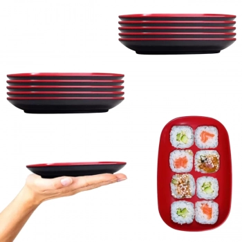 Kit 10 Pratos Travessa Pequena Sushi Petisco 17,5cm Melamina