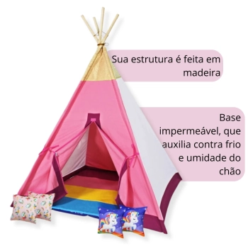 Barraca Cabaninha Tenda Infantil Toca Cabana Festa do Pijama Unicrnio Rosa